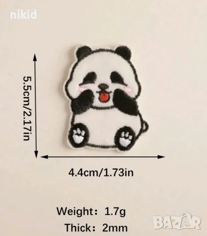 6 пози Панда апликация за дреха дрехи самозалепваща се нашивка бродерия, снимка 6 - Други - 50382753