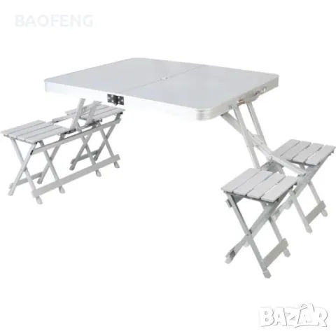 %Нови от ВНОСИТЕЛ Алуминиева сгъваема маса с 4 стола за пикник ,85x67x67 см тип куфар., снимка 18 - Маси - 50098544