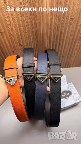 Prada Мъжки Луксозен Колан С Триъгълна Тока Прада - Различни Цветове Код SEM-643