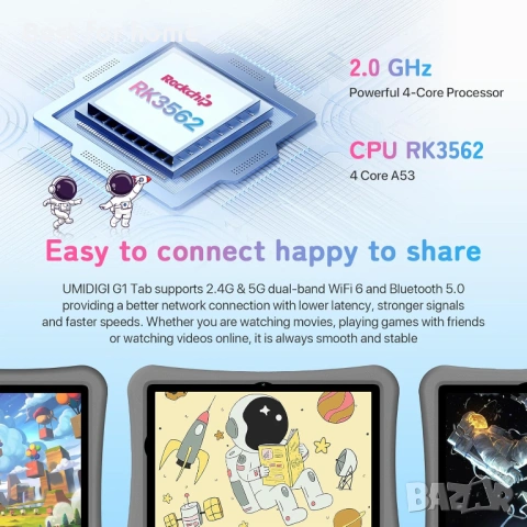 UMIDIGI Kids Tablet, G1 Tab Android за деца, 10.1", 4+4G+64G до 1TB, снимка 7 - Таблети - 53843504