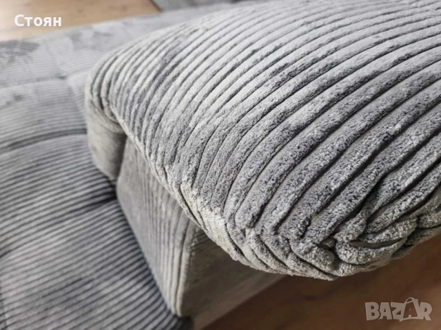ПРОМОЦИЯ!!!Сив П-образен ъглов диван от плат рипсено кадифе Nixon, снимка 12 - Дивани и мека мебел - 52829869