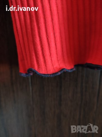 Червена рипсена блуза със син завършващ цвят , снимка 5 - Блузи с дълъг ръкав и пуловери - 40620875