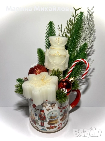 Коледни чаши със свещи и коледни декорации, снимка 4 - Декорация за дома - 52662825