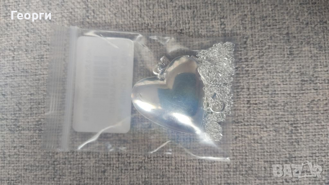 Сребърно отварящо се сърце със сребърно синджирче, с проба 925., снимка 2 - Колиета, медальони, синджири - 36431616