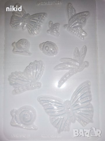 Пеперуда Пеперуди насекоми охлюв калинка силиконов молд форма фондан шоколад смола гипс фимо бижута, снимка 2 - Форми - 42417880