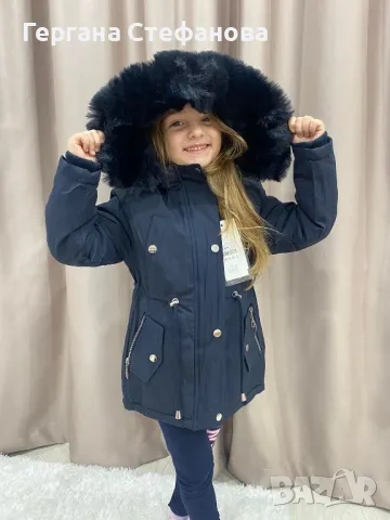 Дебело зимно яке тип парка  Тъмно синьо-4г.6г.8г.10г.12г. Черно-4г.6г.8г.10г.12г. Цена-65 лв, снимка 2 - Детски якета и елеци - 48115550