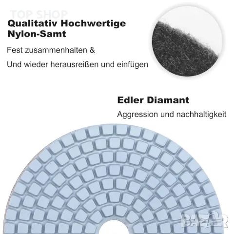 Waies 11 броя 4-инчови диамантени полиращи подложки, с основа M14, снимка 4 - Други стоки за дома - 49866368