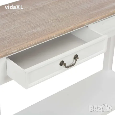 vidaXL Конзолна маса, бяла, 110x35x80 cм, дърво, снимка 6 - Паравани - 56146412