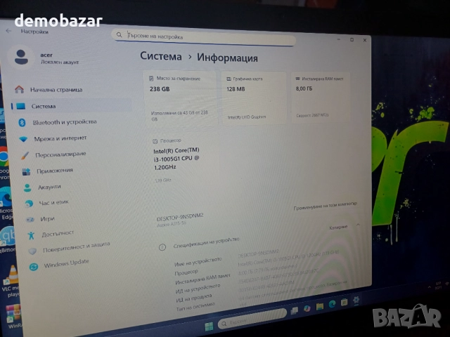 15.6' FullHD Acer Core™i3-10th/8GB DDR4/256GB SSD , снимка 5 - Лаптопи за дома - 52550989