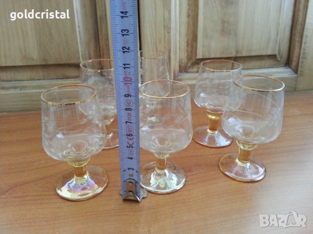 Ретро стъклени чаши гравирани , снимка 3 - Антикварни и старинни предмети - 39805809