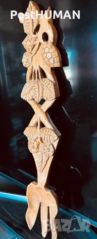 Дървена вила - вилица -дърворезба, снимка 2 - Антикварни и старинни предмети - 47385212