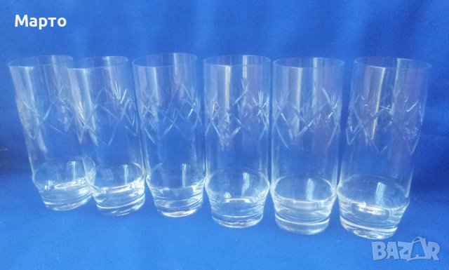 Кристални чаши за безалкохолно, гравюра, 6 бр, снимка 3 - Чаши - 41460963
