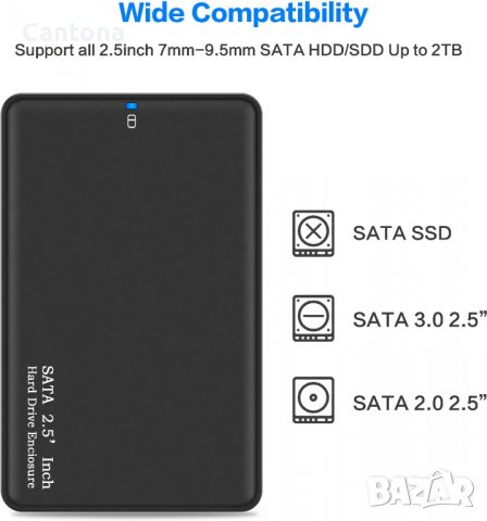 KUNOVA кутия за 2.5 "SATA SSD, HDD, USB 3.0 към SATA адаптер, UASP ускорение, снимка 4 - Други - 39593555