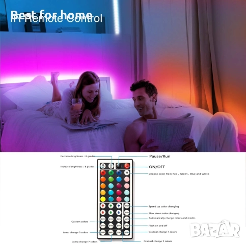 phopollo LED лента, 40 м светлинни ленти с 44-клавишно дистанционно, снимка 2 - Лед осветление - 52633673