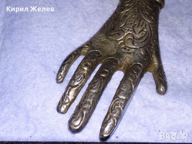 СТАРИННА БОГАТО ОРНАМЕНТИРАНА МЕТАЛНА ПОСРЕБРЕНА РЪКА ТАЛИСМАН ОТВАРАЧКА РЪЧНА РАБОТА УНИКАТ 38720, снимка 11 - Антикварни и старинни предмети - 41762126