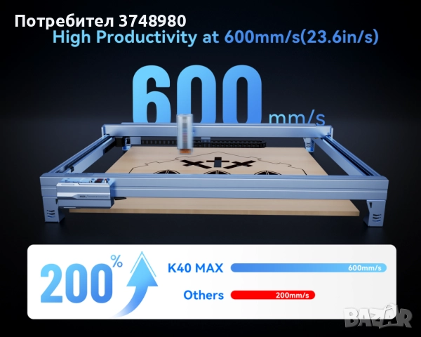 Лазерен гравер iKier K40 Max 48W, неразопаковано, НОВО, снимка 16 - Друга електроника - 52503296