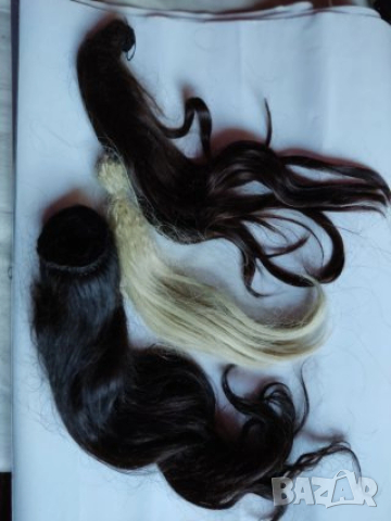 Екстеншън  естественa коса за перука  (опашка), ролки за къдрене на коса - за обем и пръчки дунапрен, снимка 5 - Аксесоари за коса - 53699285