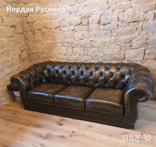 chesterfield честърфийлд троен диван като нов 