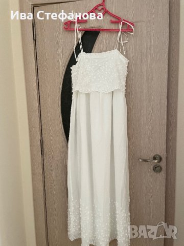 Нова бяла лятна парти коктейлна  елегантна дълга рокля декорация 3D 3Д  Reserved памук полиестер , снимка 4 - Рокли - 41550359