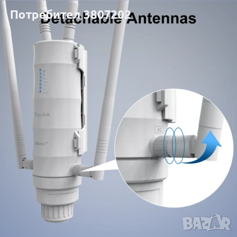 Wavlink 4G LTE AC1200 Високомощен външен Wi-Fi рутер със слот за SIM карта 5G 2.4G, снимка 6 - Други стоки за дома - 53144474