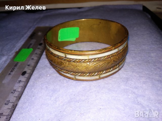 ПРЕВЪЗХОДНА СТАРА БРОНЗОВА ФЛОРАЛНО ОРНАМЕНТИРАНА СЕДЕФЕНА КЛАСИЧЕСКА РЕТРО ГРИВНА 70581, снимка 7 - Антикварни и старинни предмети - 41281362