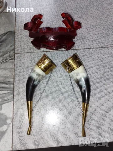 Дърворезбован орел-52см, рогове за вино с поставка, снимка 9 - Декорация за дома - 49700937