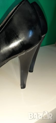 Черни обувки 39 номер с прозрачен ток Прозрачни токове , снимка 8 - Дамски обувки на ток - 41409174