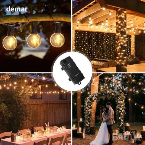 DSLebeen Festoon Lights, акумулаторна 5000mAh батерия, G40 LED стрингови светлини, 12 м, топло бяло, снимка 7 - Лед осветление - 47999974