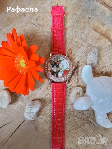 Часовник Пеперуди/ Цветя, снимка 2 - Дамски - 40615894