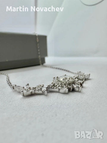 Сребърно колие с мойсанит (Диамант) 1 карат, снимка 10 - Колиета, медальони, синджири - 53647908