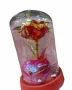 Вълшебна роза под стъклен купол с пайетено сърце и LED светлини, снимка 3
