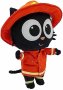 Плюшена играчка Черна котка Майло Milo сменяемо облекло на пожарникар, снимка 3