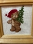 Винтидж ръчно бродиран коледен гоблен от 80-те години, снимка 3