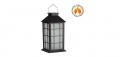 Соларен фенер с изкуствен фенер, Черен, Квадратен, снимка 1 - Декорация за дома - 36109437