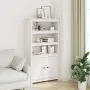 vidaXL Висок шкаф, бял, 80x35x154 см, борово дърво масив, снимка 2