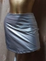 XS/S Сребриста къса пола от еластична еко кожа , снимка 4