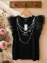 River Island нова с етикет тениска топ с перли и тюл, снимка 1