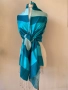 Тюркоазено син шал от коприна, пашмина, памук/ ралични видове, снимка 4