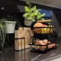 Двуетажна кошница за зеленчуци и плодове Ruhhy, метална, черна, снимка 4