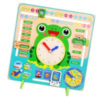 3977 Дървен детски календар с часовник на английски език, снимка 5 - Други - 41503248