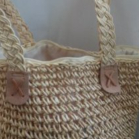 Ретро  дамска плетена камъшена  чанта, снимка 3 - Антикварни и старинни предмети - 16394966