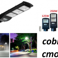 Соларна LED улична лампа Cobra 125W  IP65 за външно осветление на двор и градина със сензор, снимка 1 - Соларни лампи - 36225692
