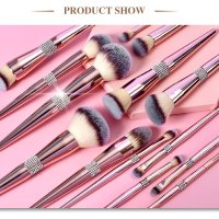 Donna Crystal Makeup Brush Set – Комплект От Розово Злато Четки за Грим с Кристали, снимка 3 - Декоративна козметика - 41673934