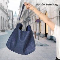 Нова Модерна дамска чанта Tote PU кожа в синьо ежедневна през рамо, снимка 6 - Чанти - 42530922