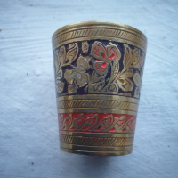 Чашка бронз месинг емайл, снимка 2 - Антикварни и старинни предмети - 36215247