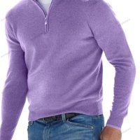 Топ мъжки ежедневен пуловер с V-образно деколте и цип, 10цвята - 023, снимка 4 - Пуловери - 39111155