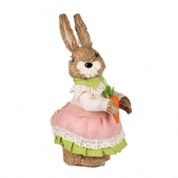 Великденска декоративна фигура, Зайче с рокля и морков, снимка 1 - Декорация за дома - 36035102