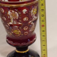 кристална чаша бокал Bohemia рубинен кристал с позлата , снимка 3 - Антикварни и старинни предмети - 42265706