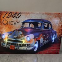 Светеща картина с Led осветление - Chevy 1949 , снимка 2 - Картини - 35858511