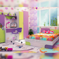 Детско легло с гардероб и бюро JOY, снимка 1 - Мебели за детската стая - 44599163